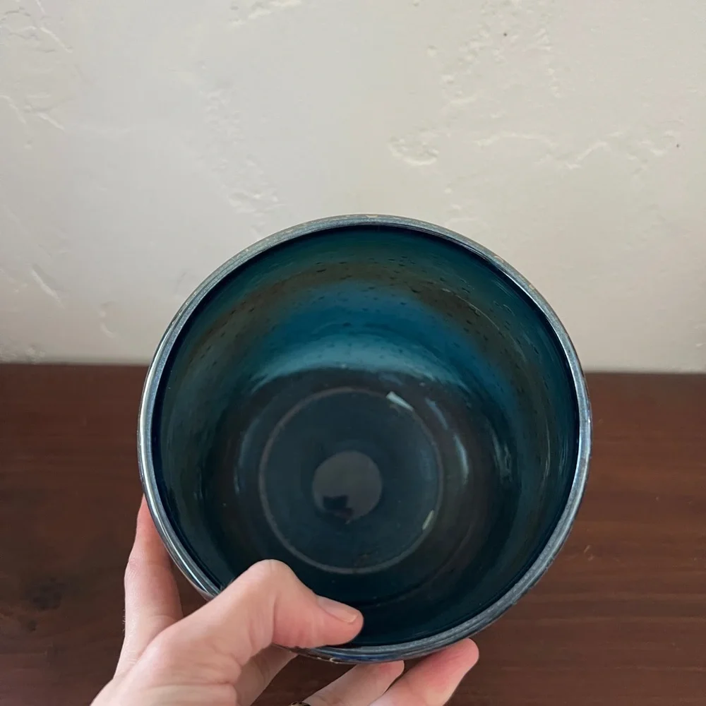 Anthropologie Teal and Rose Ombre Iridescent Vase